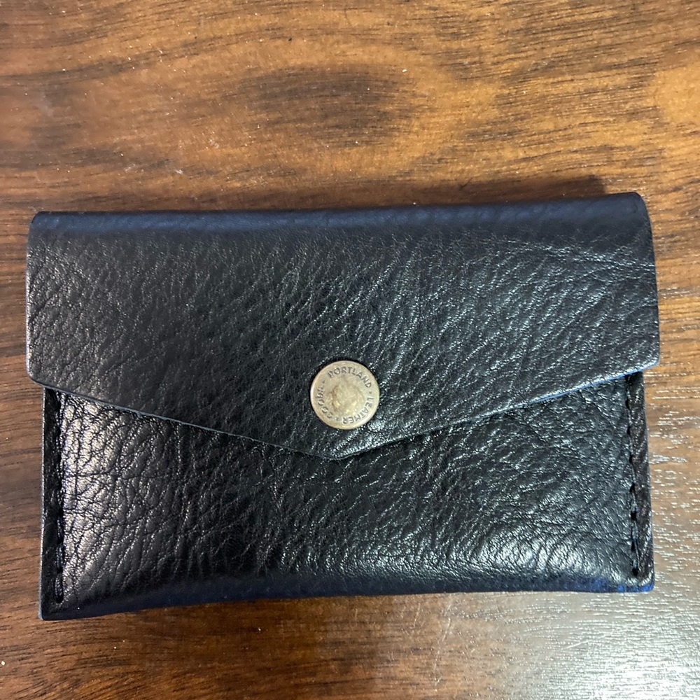 Portland leather black mini envelope wallet and a Portland sidekick